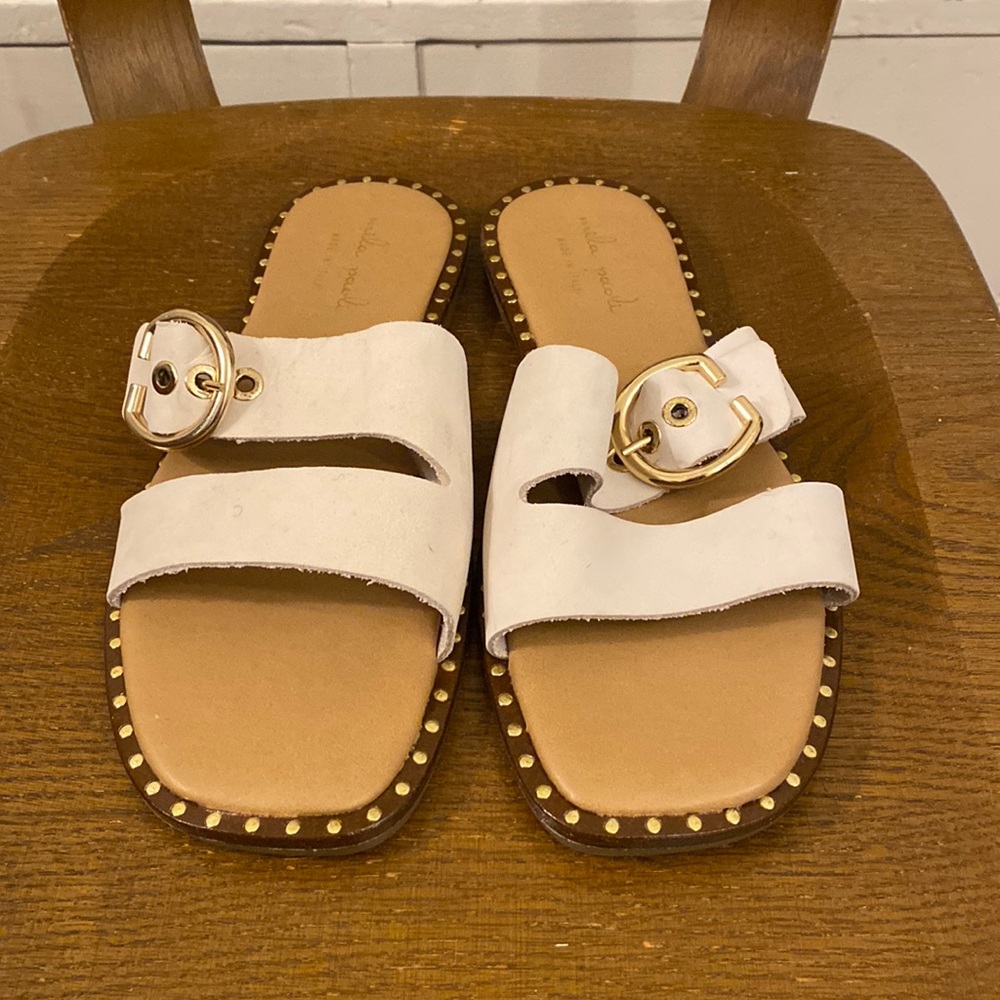 Cream Leather Slip on Sandals from Mila Paoli